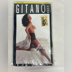 Vintage Gitano Back Seam Nylons Tights Pantyhose Hosiery Black Sz B Sexy 80s 90s